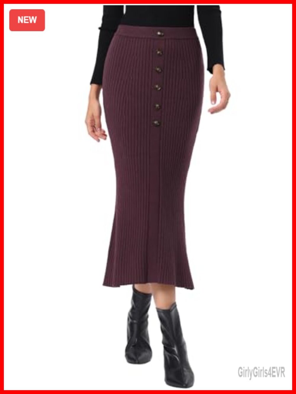 Knit Maxi Skirt Elastic Waist Fishtail Sweater Skirt Slim Fit Bodycon